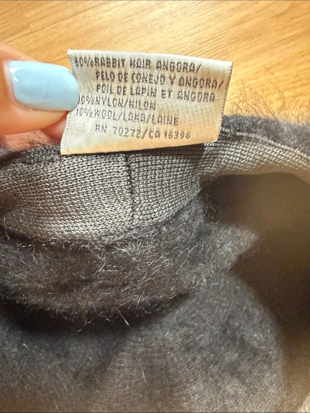 Vintage First Issue Liz Claiborne Black Wool Rabbit Hair Beret Hat